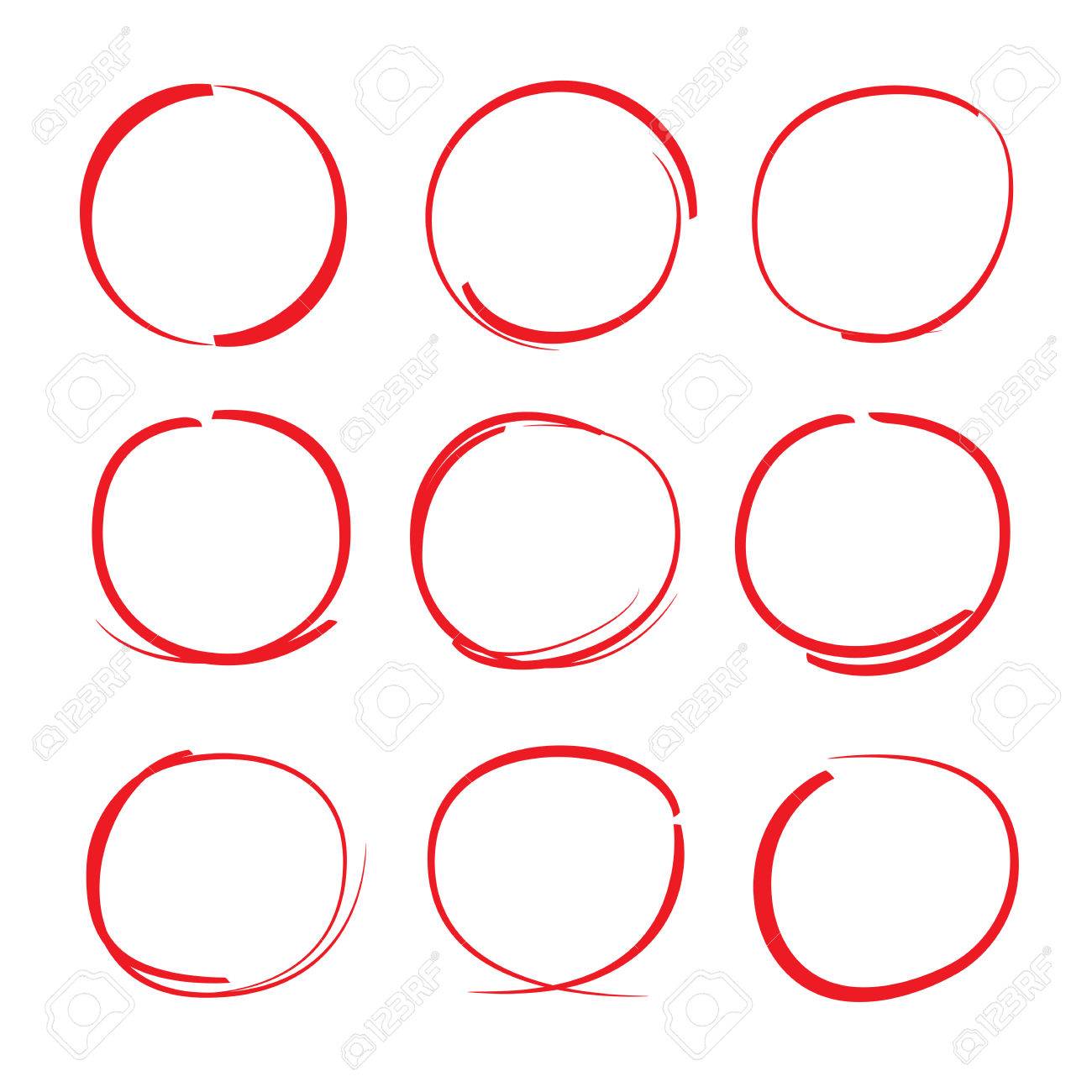 赤い手描き円蛍光ペンのイラスト素材 ベクタ Image