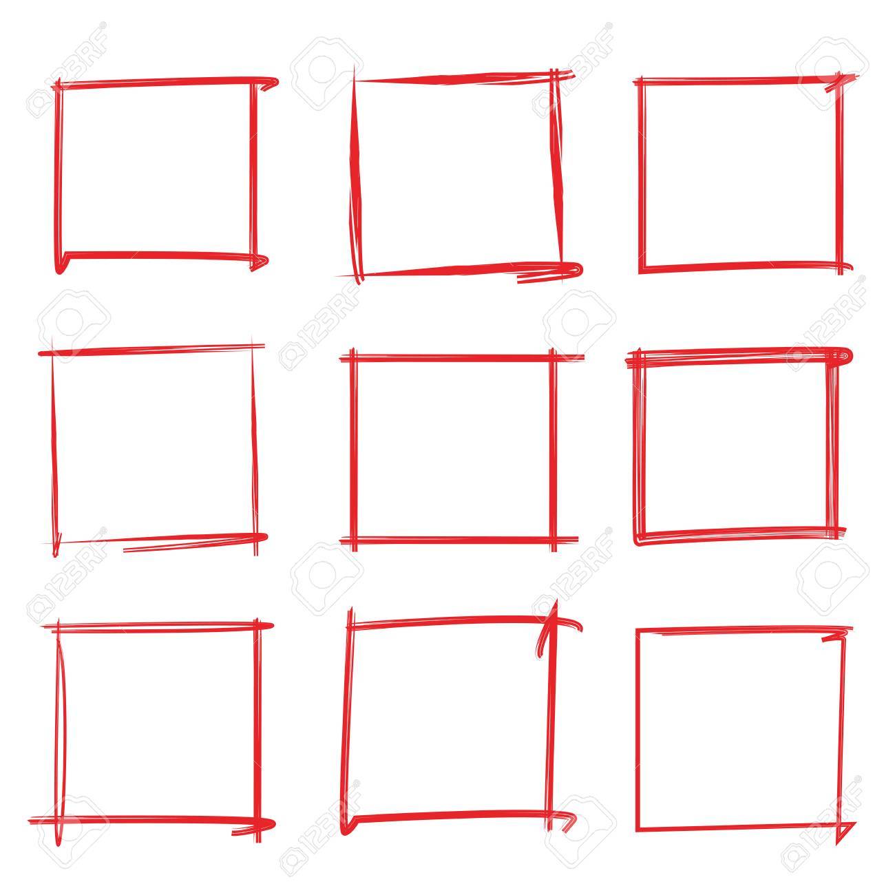 赤フレーム セット グランジのイラスト素材 ベクタ Image