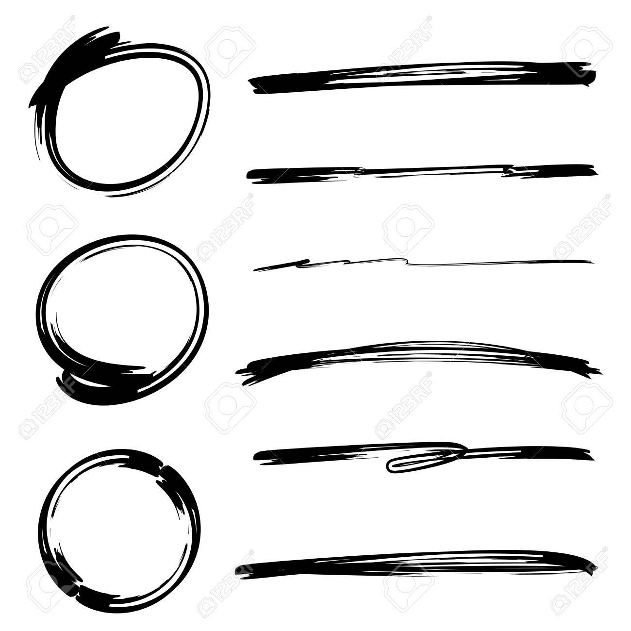 Grunge Vector Frames Hand Drawn Circle Frames Brush Lines Royalty Free Cliparts Vectors And Stock Illustration Image
