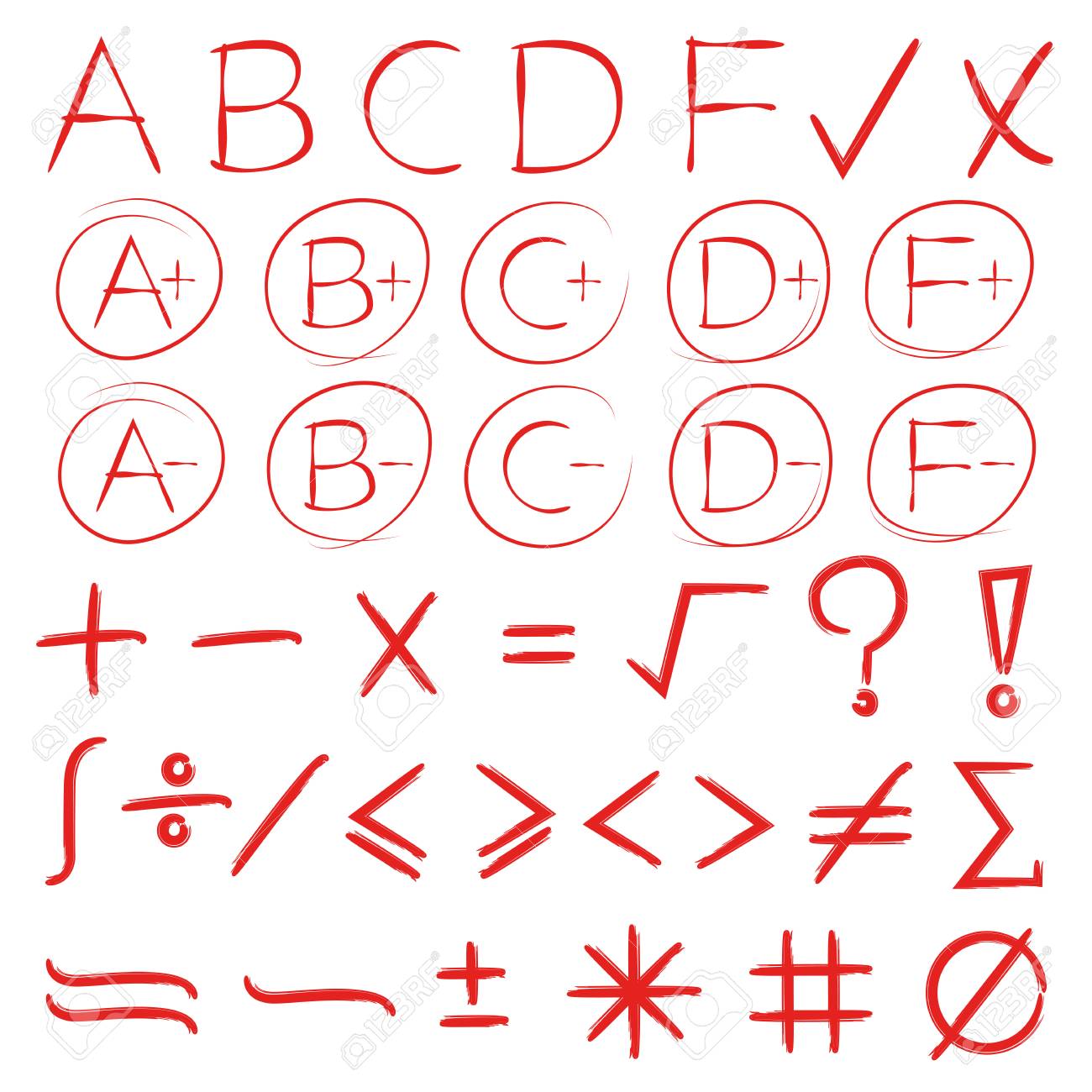グレード結果と数学記号 のイラスト素材 ベクタ Image