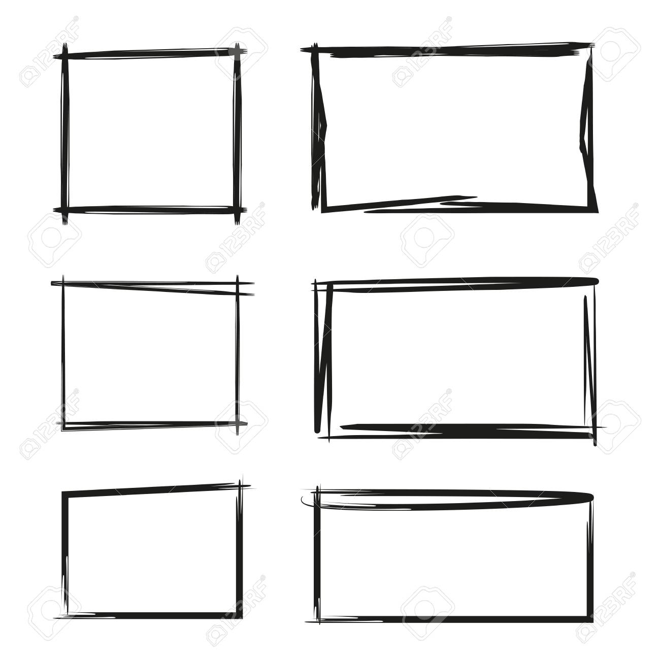 hand drawn rectangle text box and frames royalty free cliparts