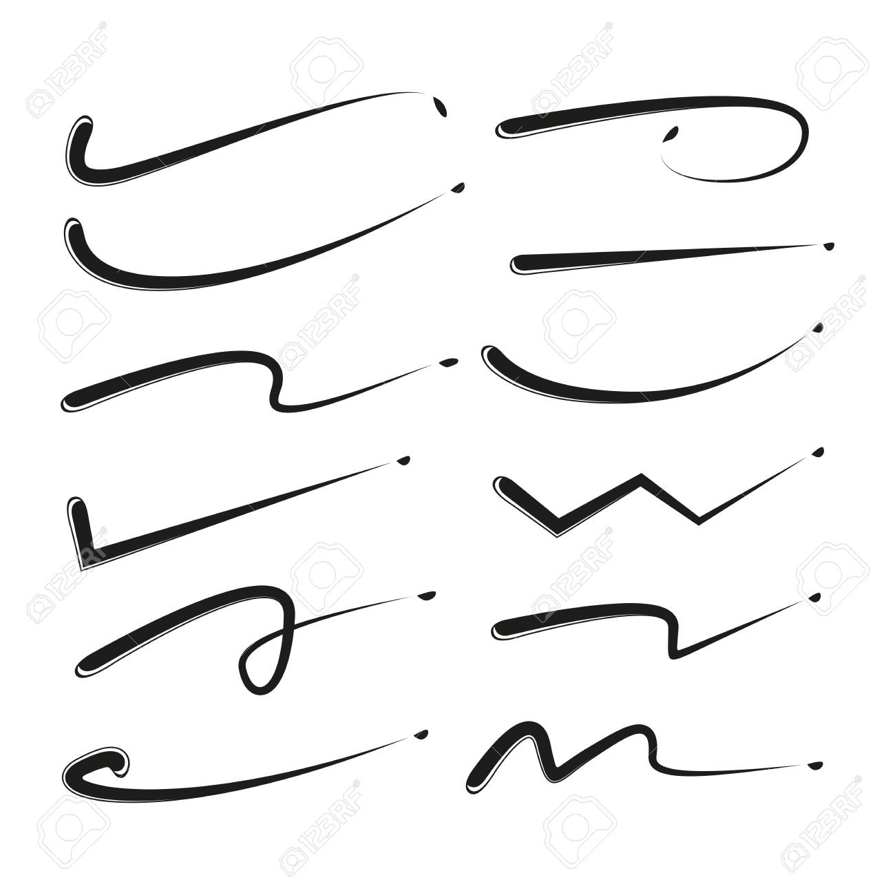 下線の文字線 インクラインのセットのイラスト素材 ベクタ Image