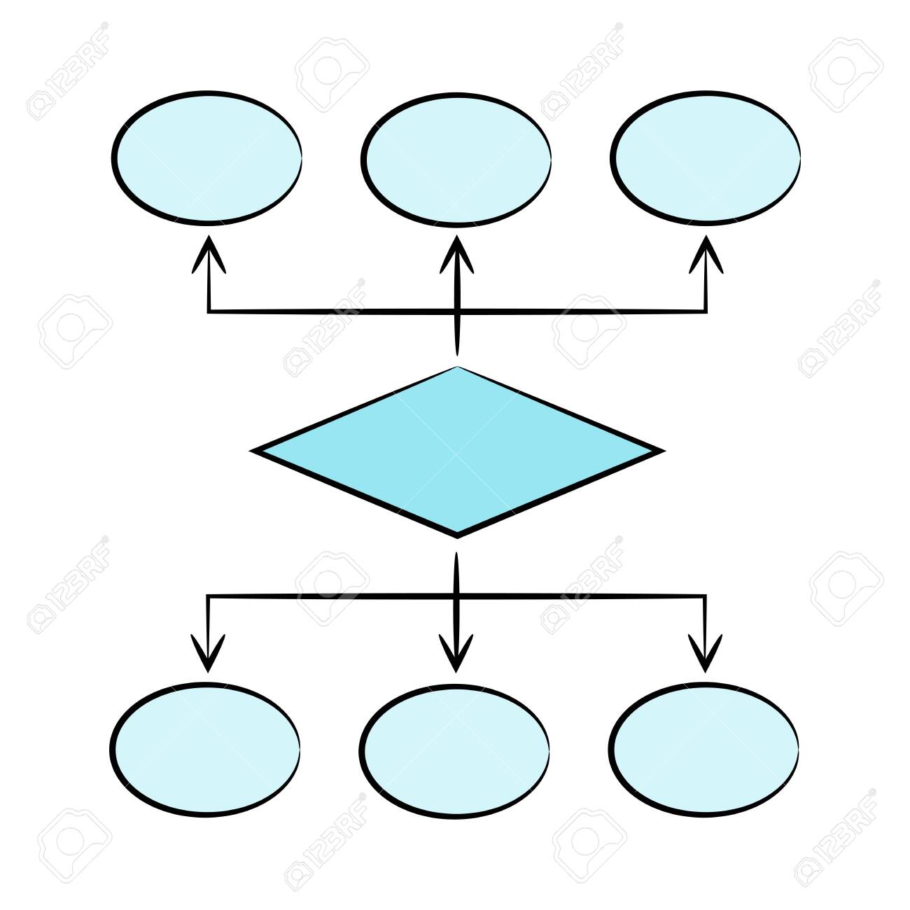 blue process diagram and hierarchy chart for presentation template hierarchy diagram