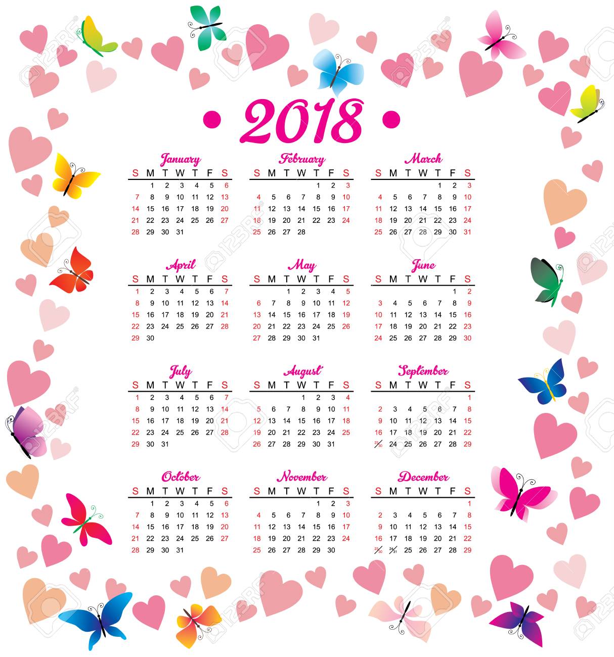 2018 year calender