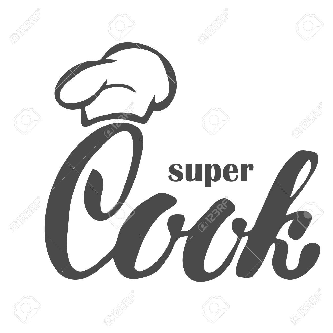 chef logo lettering hand lettering with a cap chef symbol icon