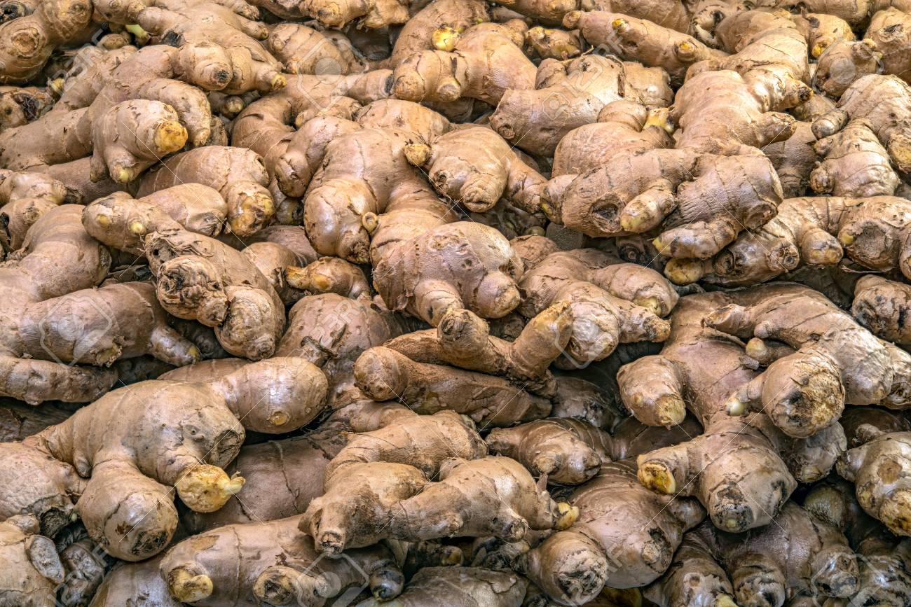 Full basket of ginger is on display for sale in the fresh vegetable market - 76912607 Full basket of ginger is on display for sale in the fresh vegetable market - 76912607