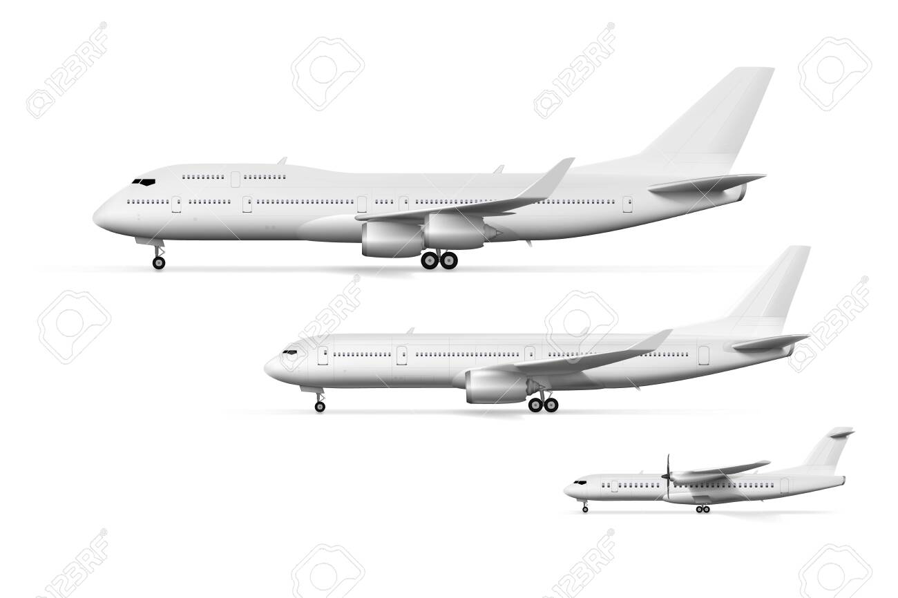 Download Blank White Airplane Or Airliner Side View Set For Branding Royalty Free Cliparts Vectors And Stock Illustration Image 136562864