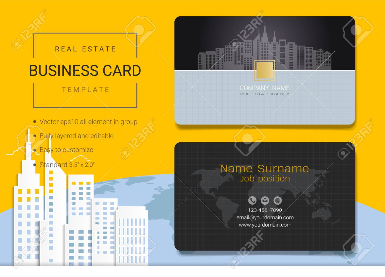 Real Estate Business Card Or Name Card Template Simple Style