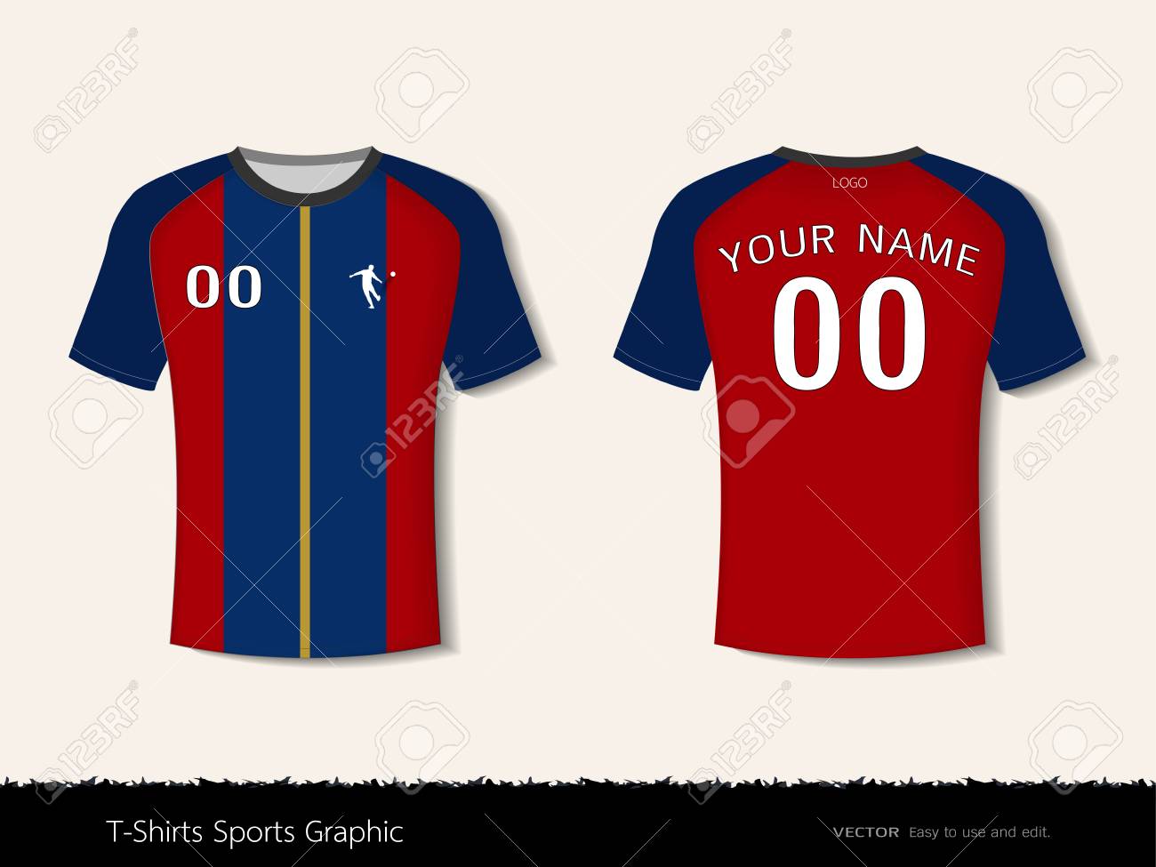 Plantilla De Diseño Deportivo De Camiseta Para Club De Fútbol O Toda La Ropa Deportiva, Disparos Delanteros Y Traseros Disponibles, Listo Personalizar El Logotipo Y El Nombre, Cambiar Los Colores