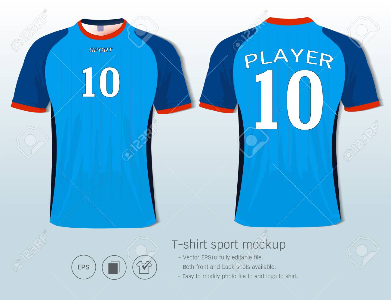 Plantilla De Diseño Deportivo De Camiseta Para Club De Fútbol O Toda La Ropa Deportiva, Disparos Delanteros Y Traseros Disponibles, Listo Personalizar El Logotipo Y El Nombre, Cambiar Los Colores