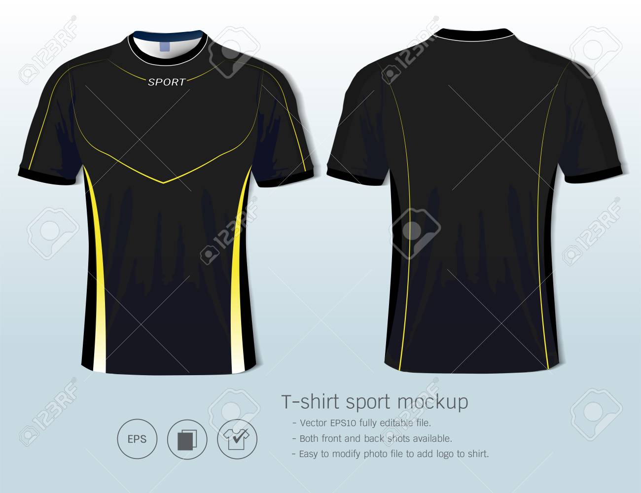 Plantilla De Diseño Deportivo Camiseta Para Club De Fútbol O Toda La Ropa Deportiva, Disparos Delanteros Y Disponibles, Listo Para El Logotipo El Nombre, Cambiar Fácilmente Los Colores