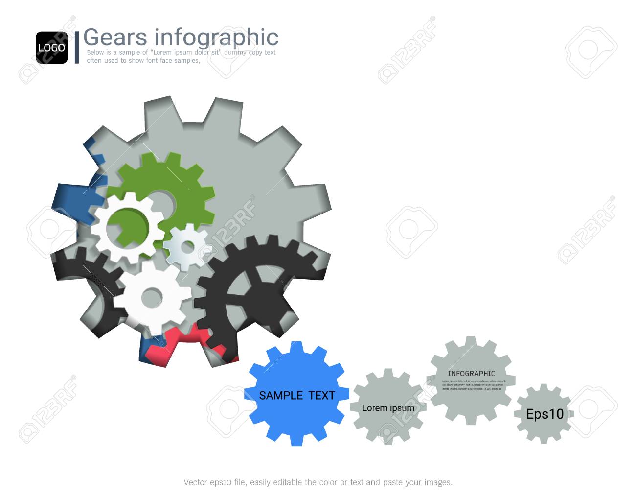 gears infographic template for business presentation strategic