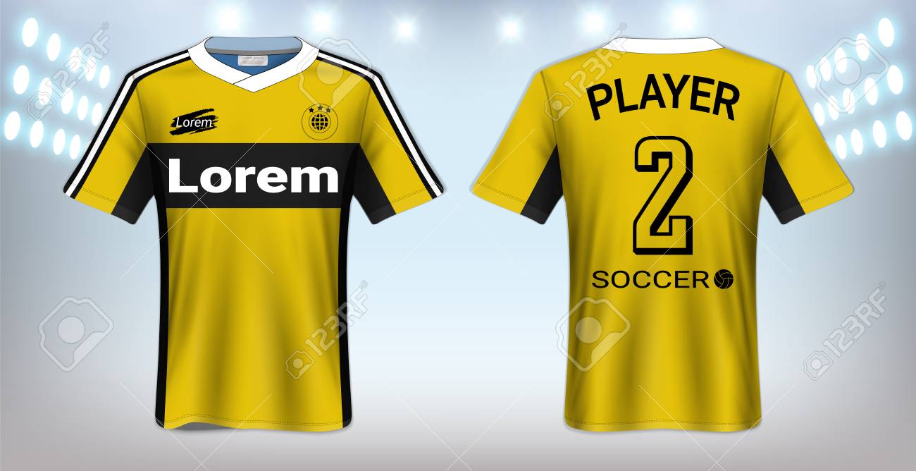 Download Soccer Jersey And Sportswear T Shirt Mockup Template Realistic Royalty Free Cliparts Vectors And Stock Illustration Image 106356051