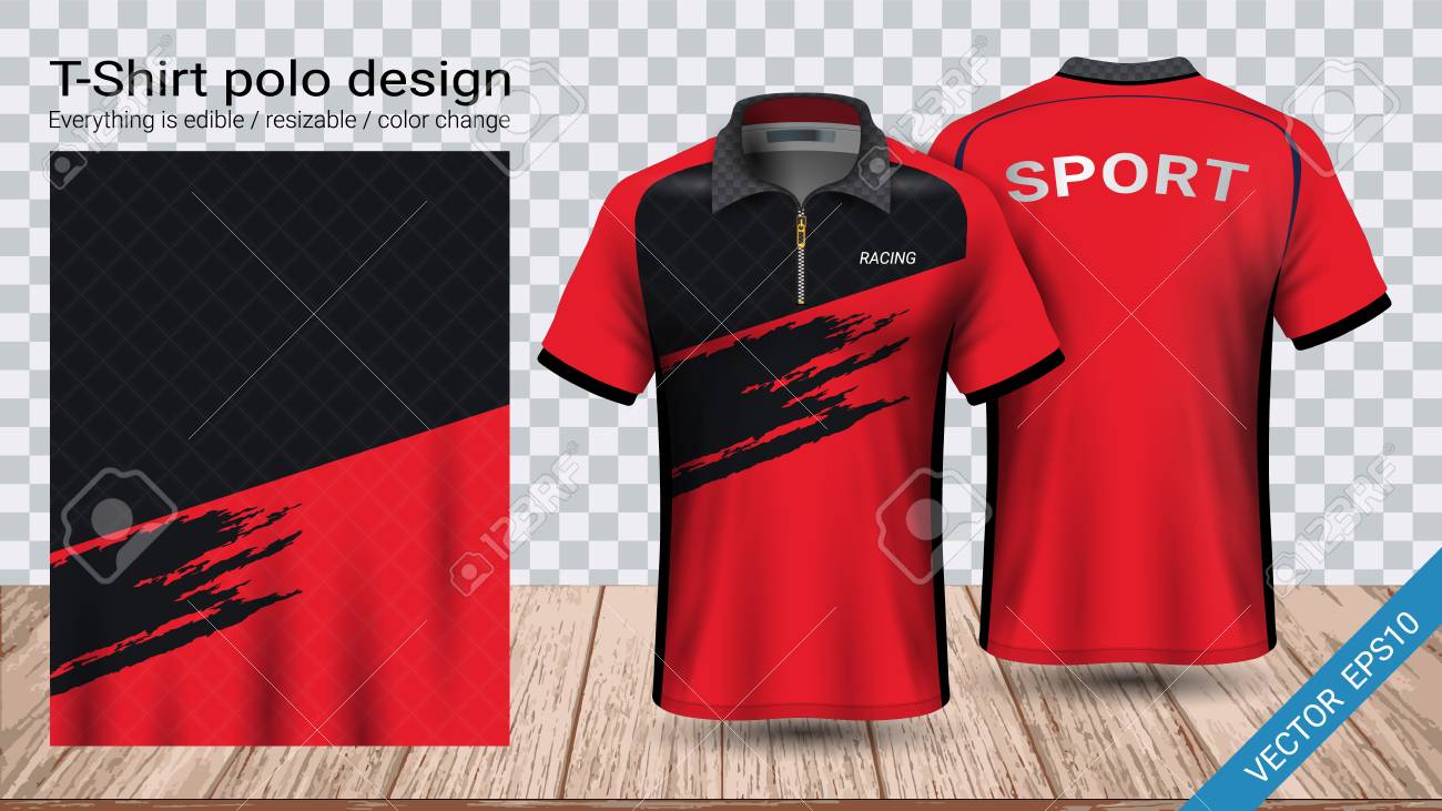 Polo T Shirt With Zipper Soccer Jersey Sport Mockup Template Royalty Free Cliparts Vectors And Stock Illustration Image 106728842