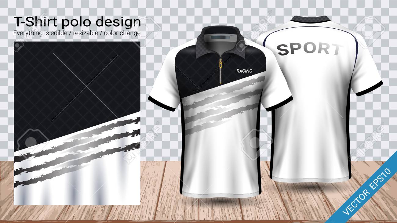 Download Polo T Shirt With Zipper Soccer Jersey Sport Mockup Template Royalty Free Cliparts Vectors And Stock Illustration Image 106728845
