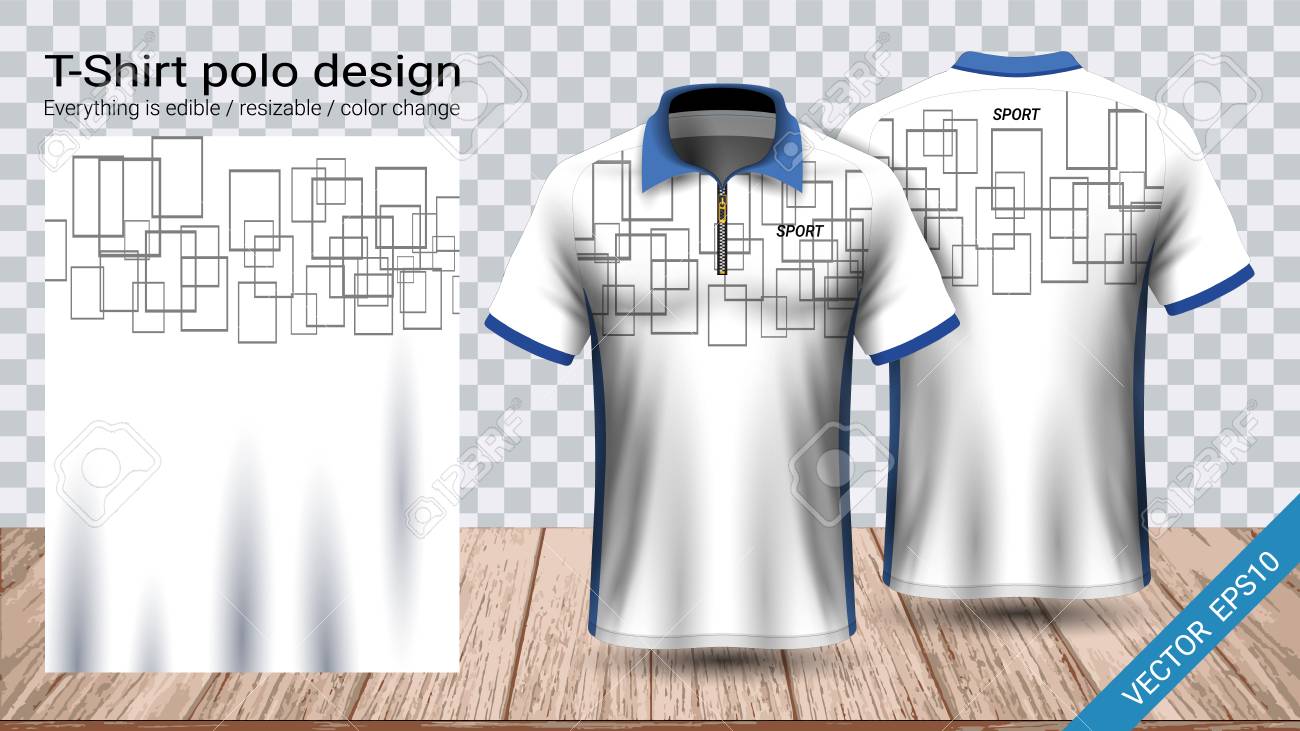 Polo t-shirt with zipper, Soccer jersey sport mockup template for football kit or
