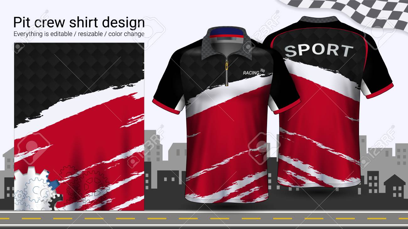 Download Polo T Shirt With Zipper Racing Uniforms Mockup Template For Royalty Free Cliparts Vectors And Stock Illustration Image 116413144
