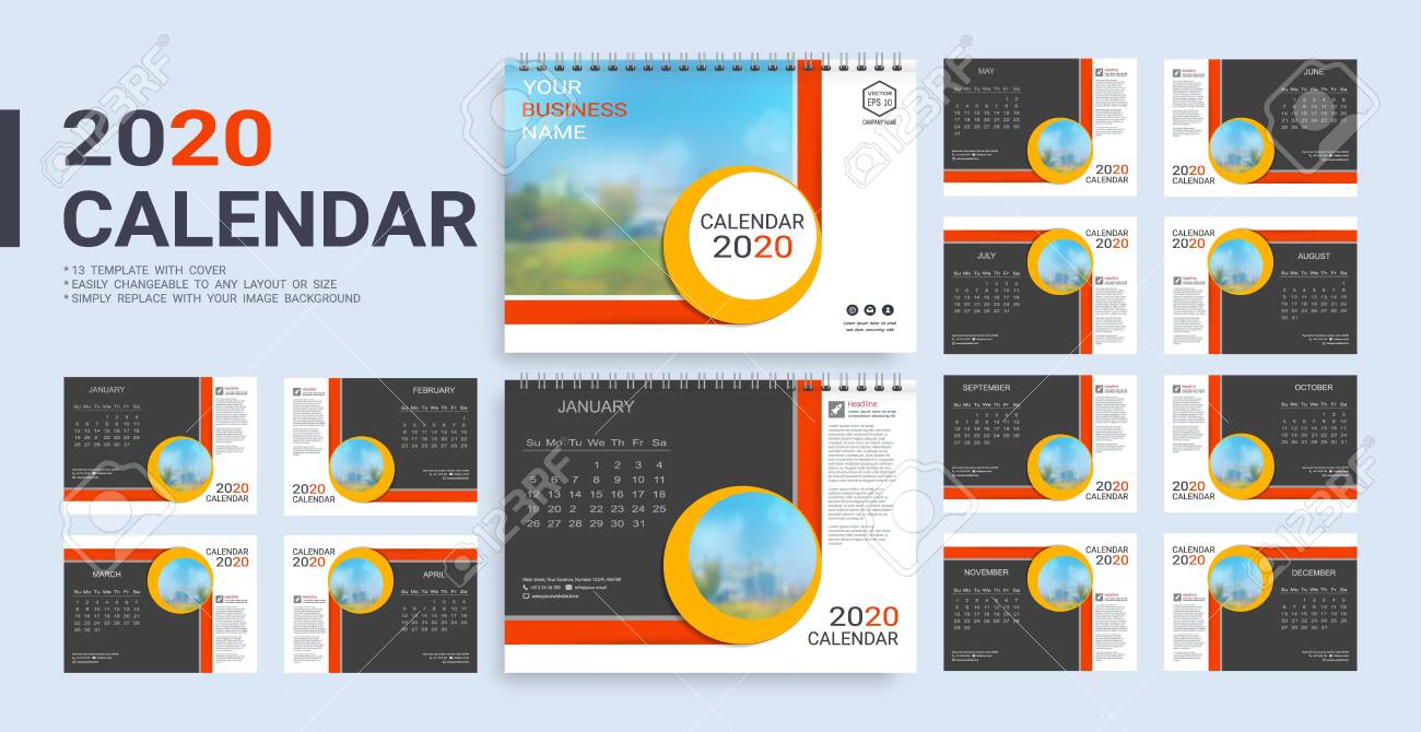 desk calendar 2020 template 12 months and 13 template with cover calender 2020 template