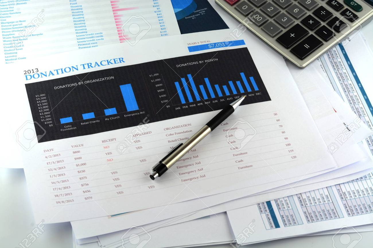 donation tracker sheet chart stock photo picture and royalty free