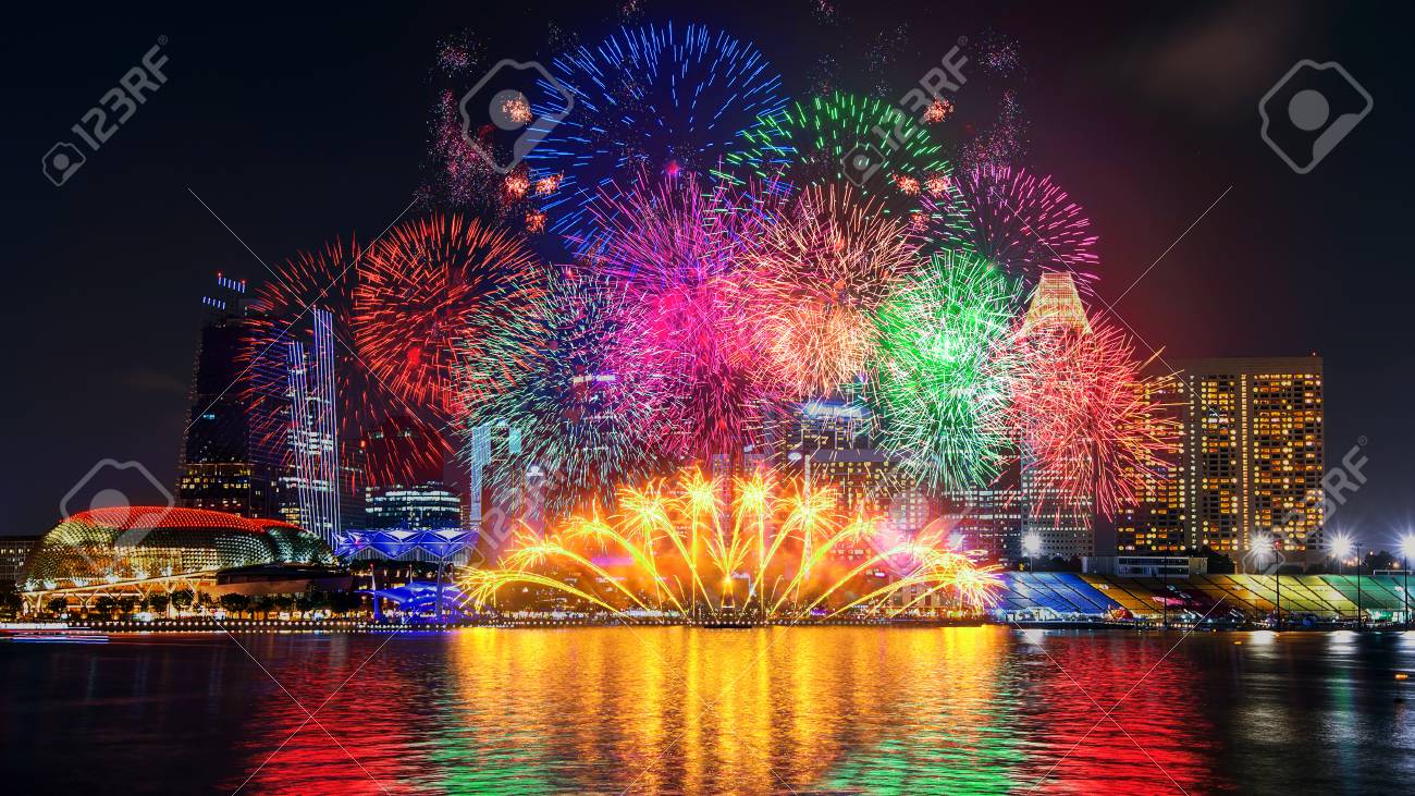Firework Display In Singapore Stock Photo Picture And Royalty Free Image Image 9337