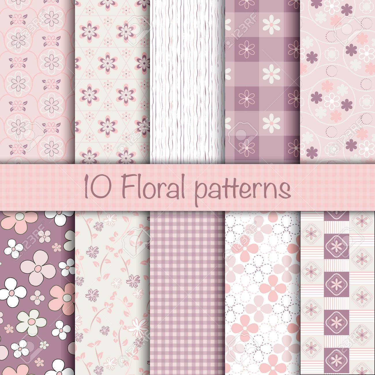 Cute Floral Nahtlose Muster Sammlung Vektor Illustration Fur Susse Romantische Tapeten Fullmuster Oberflache Web Seite Hintergrund Verwendet Werden Muster Muster In Der Datei Enthalten Lizenzfrei Nutzbare Vektorgrafiken Clip Arts Illustrationen