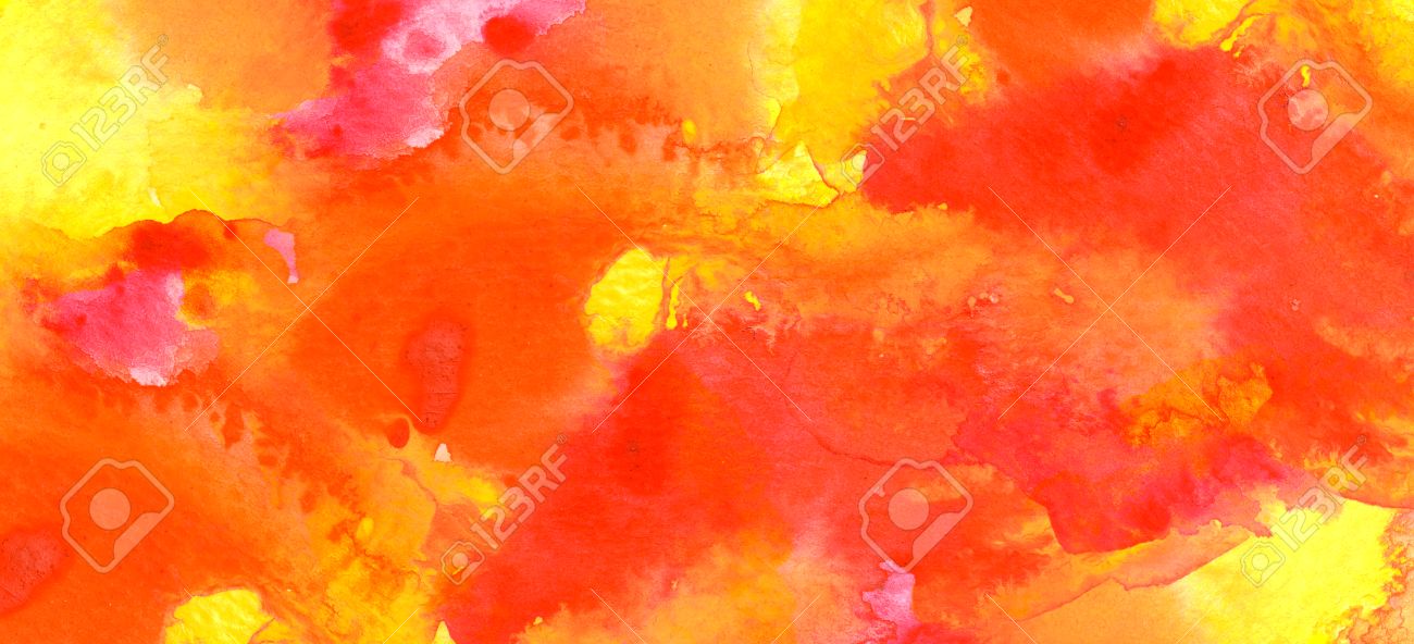 鮮やかなホット赤オレンジ黄色水彩画の背景 の写真素材 画像素材 Image
