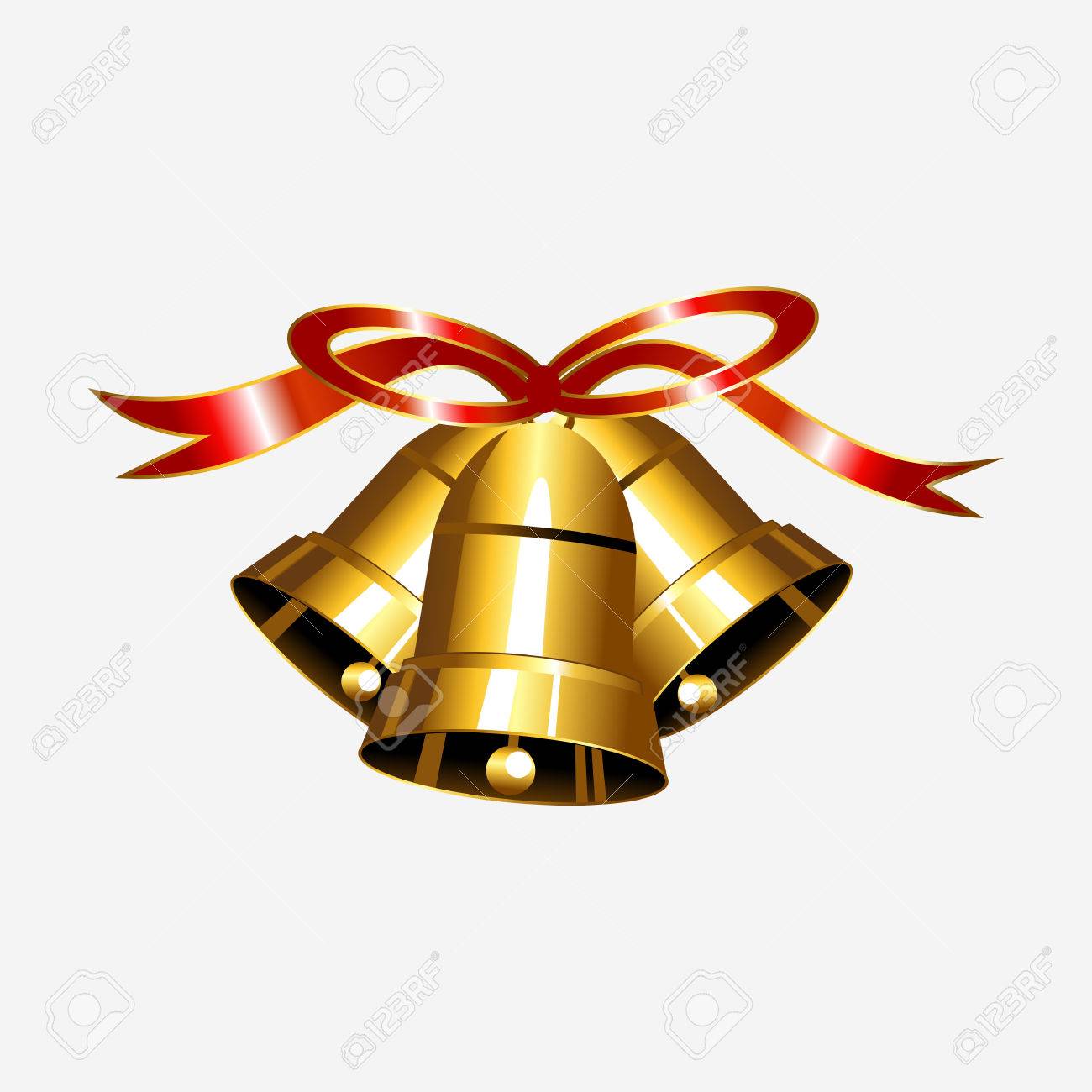 赤いリボンのイラストが金の鐘 クリスマス ベル イラスト ジングル鐘のベクトル のイラスト素材 ベクタ Image