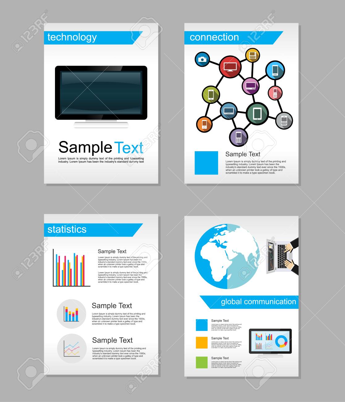set of flyer brochure design templates information technology