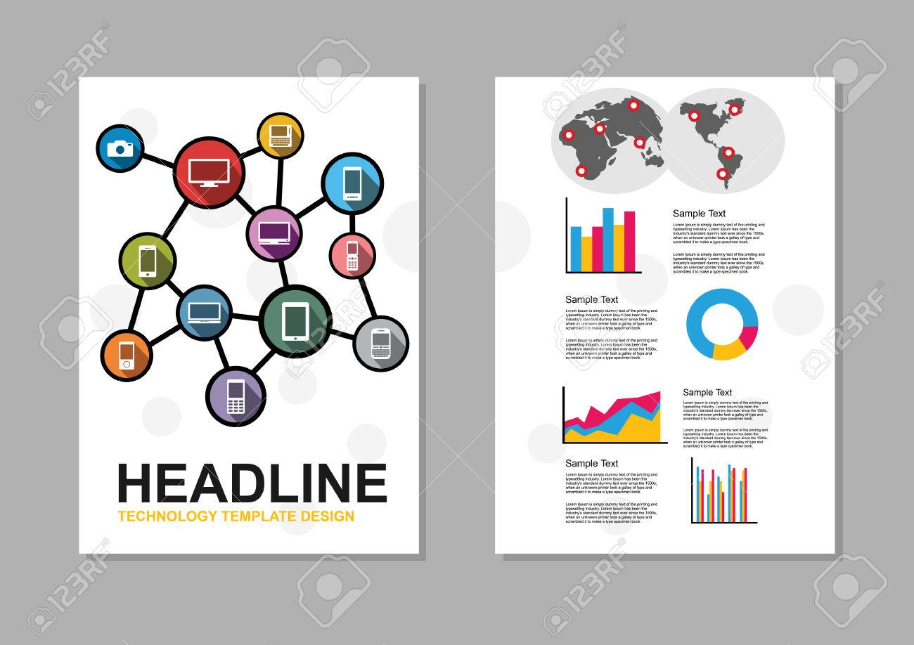 set of flyer design template information technology infographic