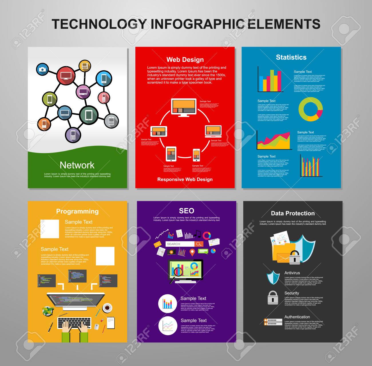 information technology infographic elements it background brochure