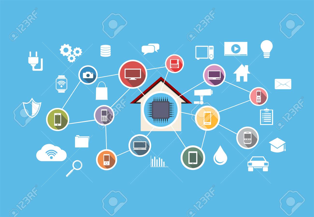 スマートな家 ホームオートメーション スマートビルディング モノのインターネットの概念 Iotのイラスト素材 ベクタ Image