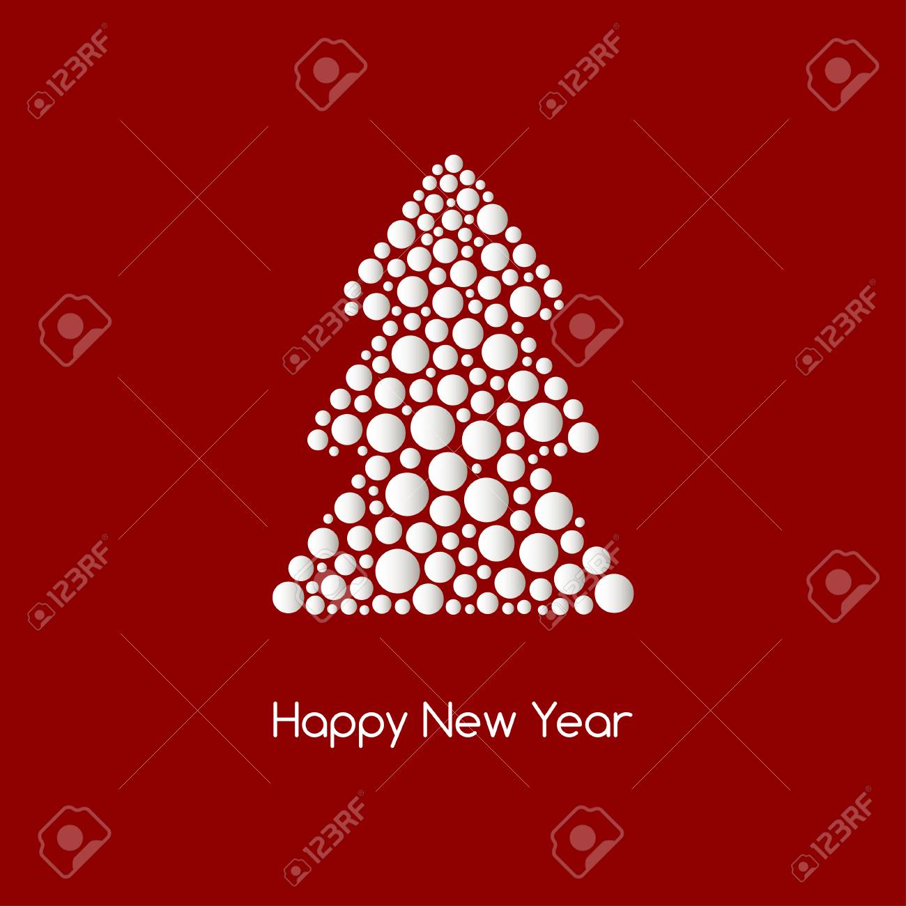 white christmas tree of dots of different sizes on red background white christmas invitations