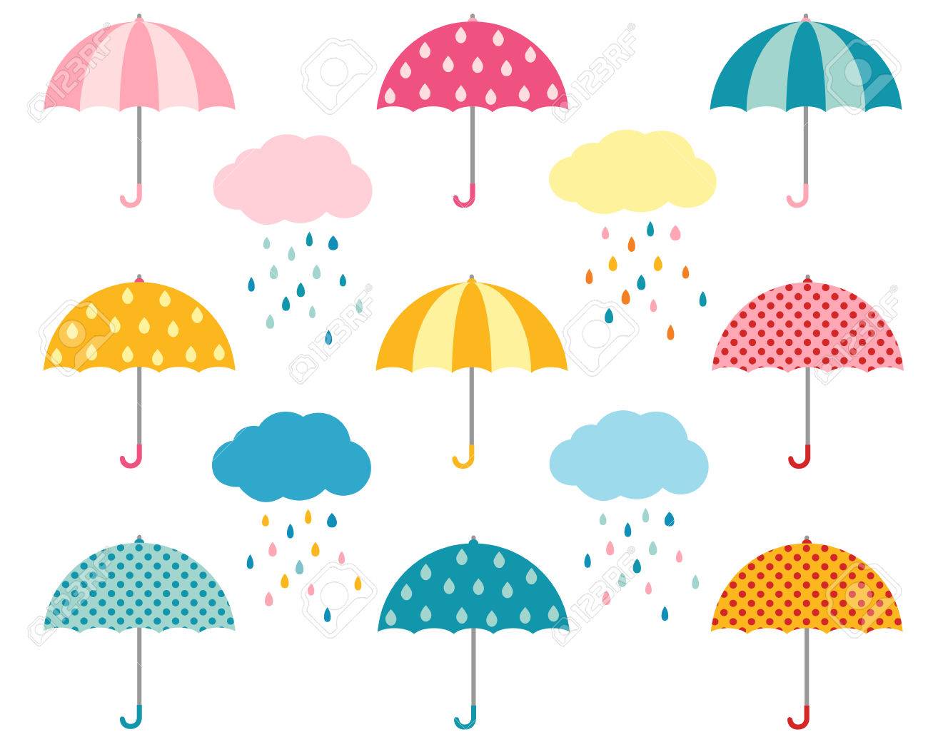 Rainy Weather Flat Umbrellas Set And Cute Clouds With Colorful Royalty Free Cliparts Vectors And Stock Illustration Image Rainy Weather Flat Umbrellas Set And Cute Clouds With Colorful Royalty Free Cliparts Vectors And Stock Illustration Image
