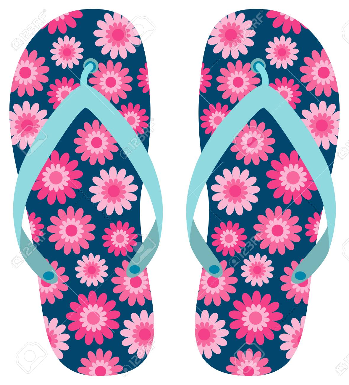 pink flower flip flops
