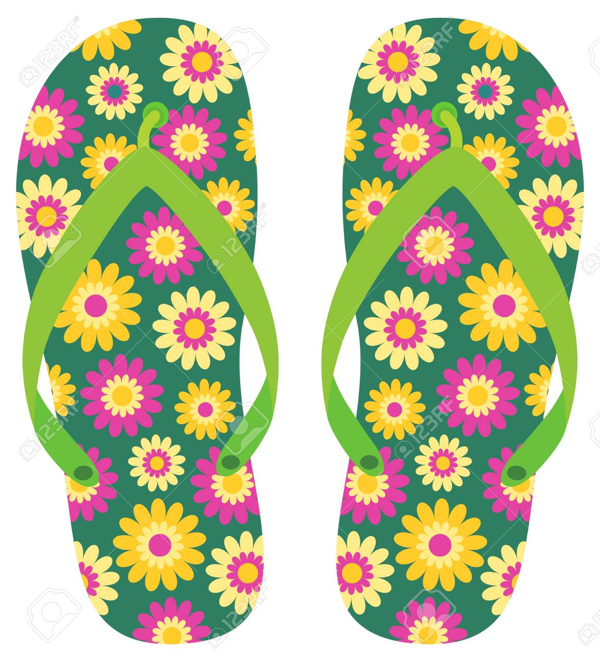 yellow flower flip flops