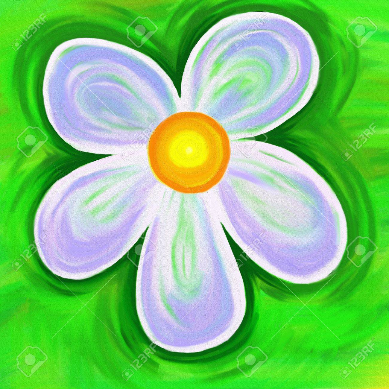 simple painted daisy flower textured canvas design stock photo