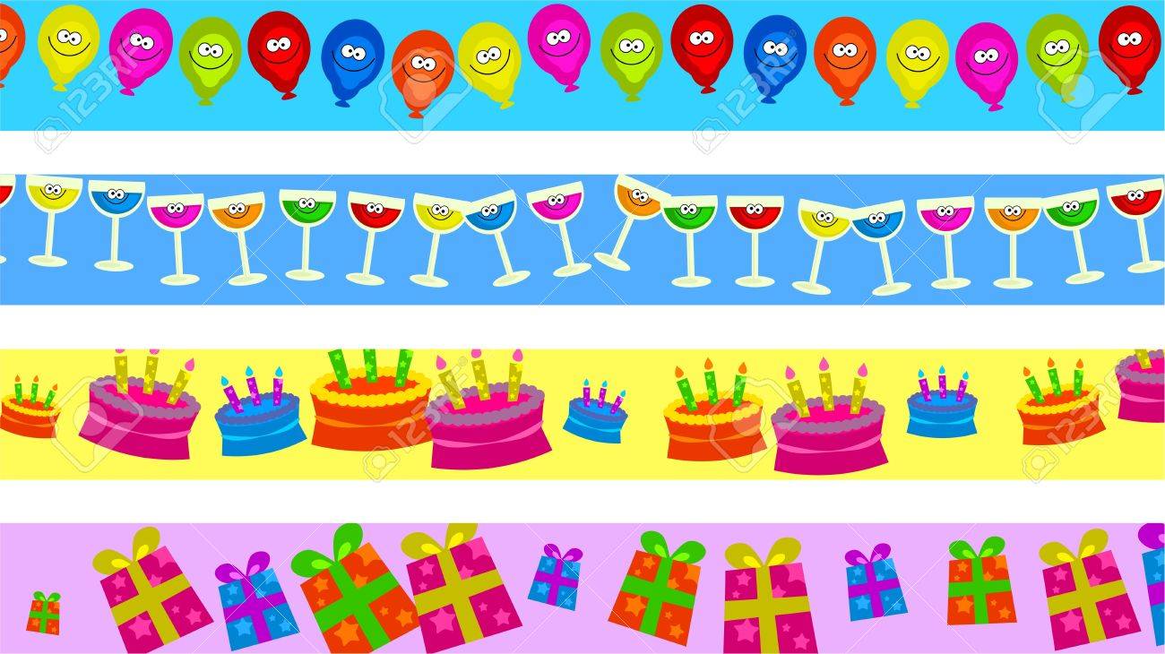 Set Of Four Birthday Party Celebration Page Border Designs Stock Photo Picture And Royalty Free Image Image