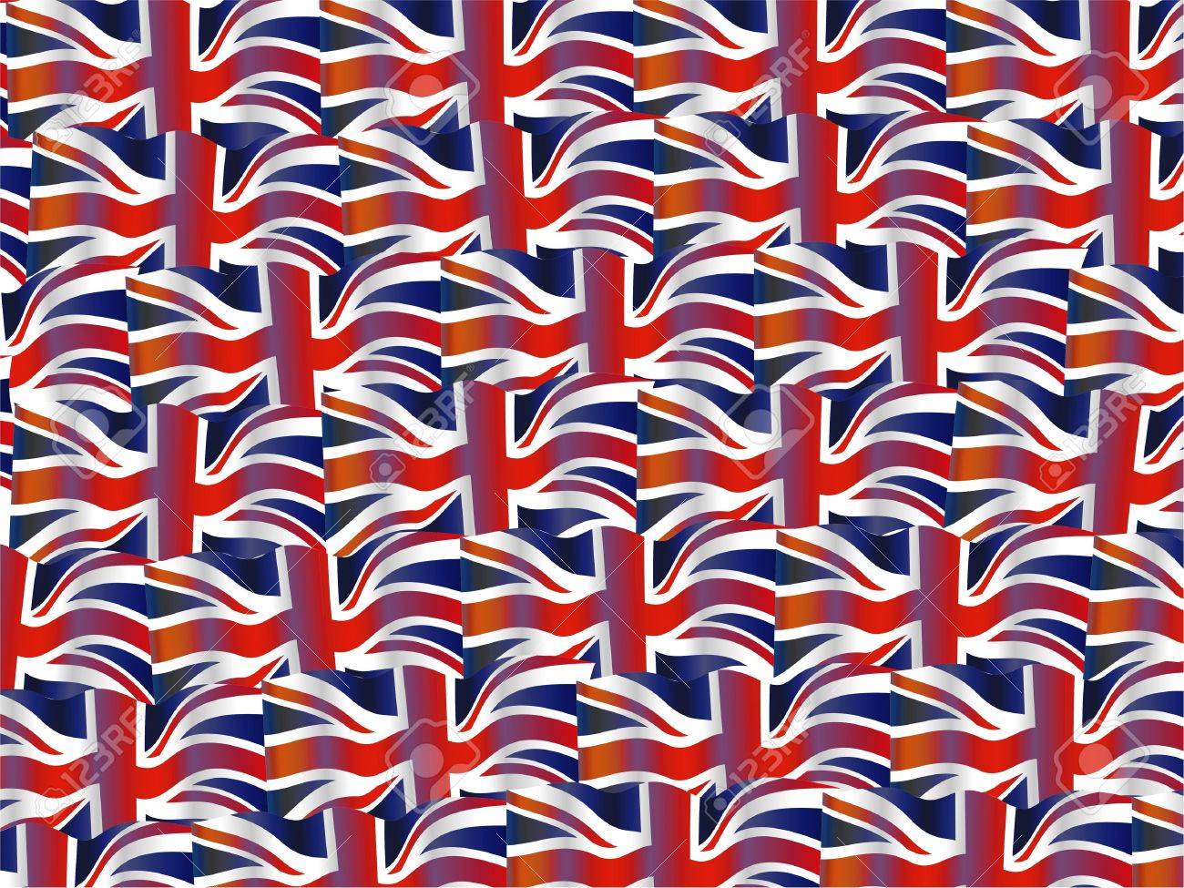 イギリスの波状のユニオン ジャックの旗のイラストの壁紙の背景のデザインを作成するのに繰り返されます の写真素材 画像素材 Image