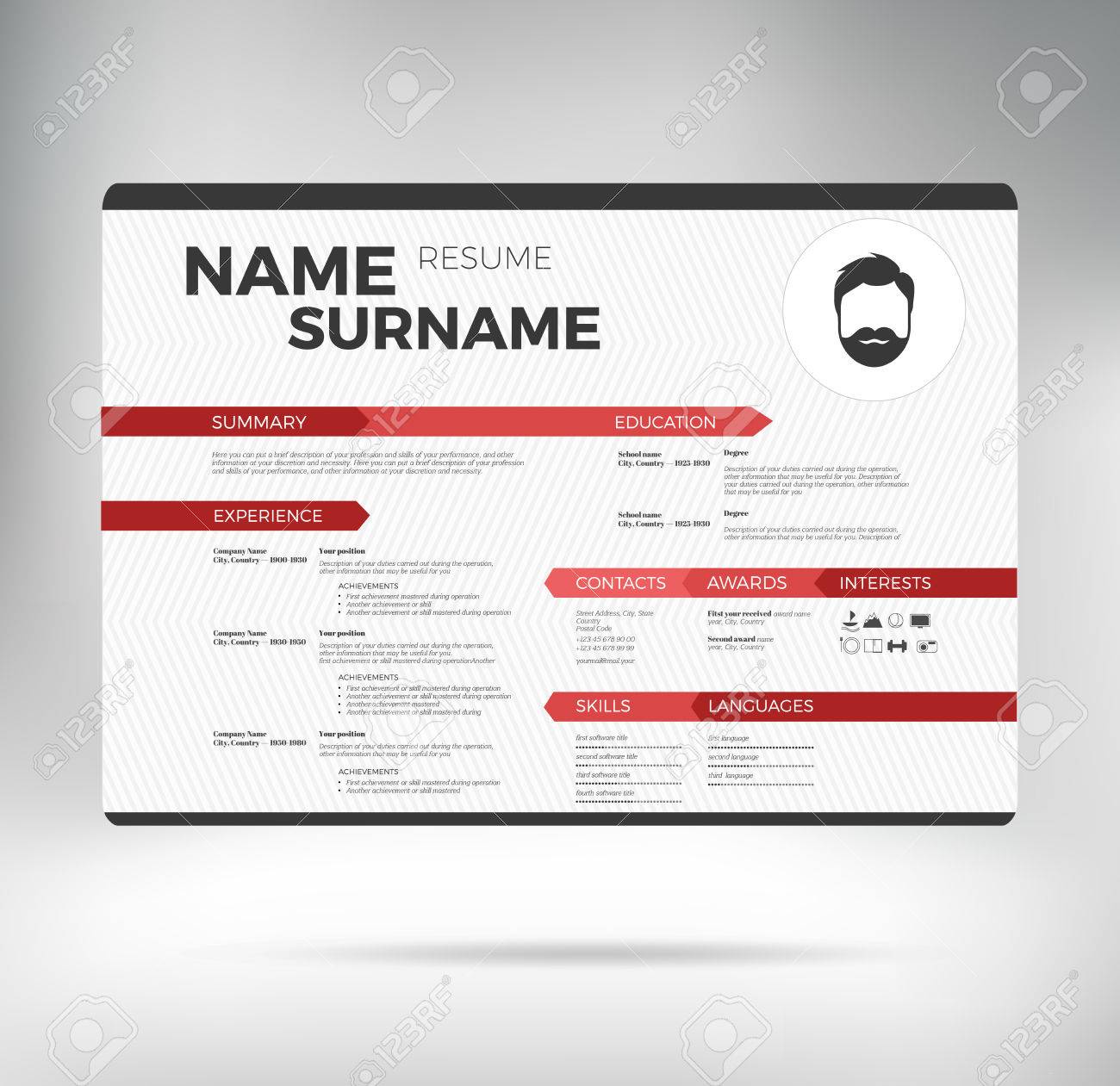 white with red modern horizontal minimalistic personal resume red modern resume template