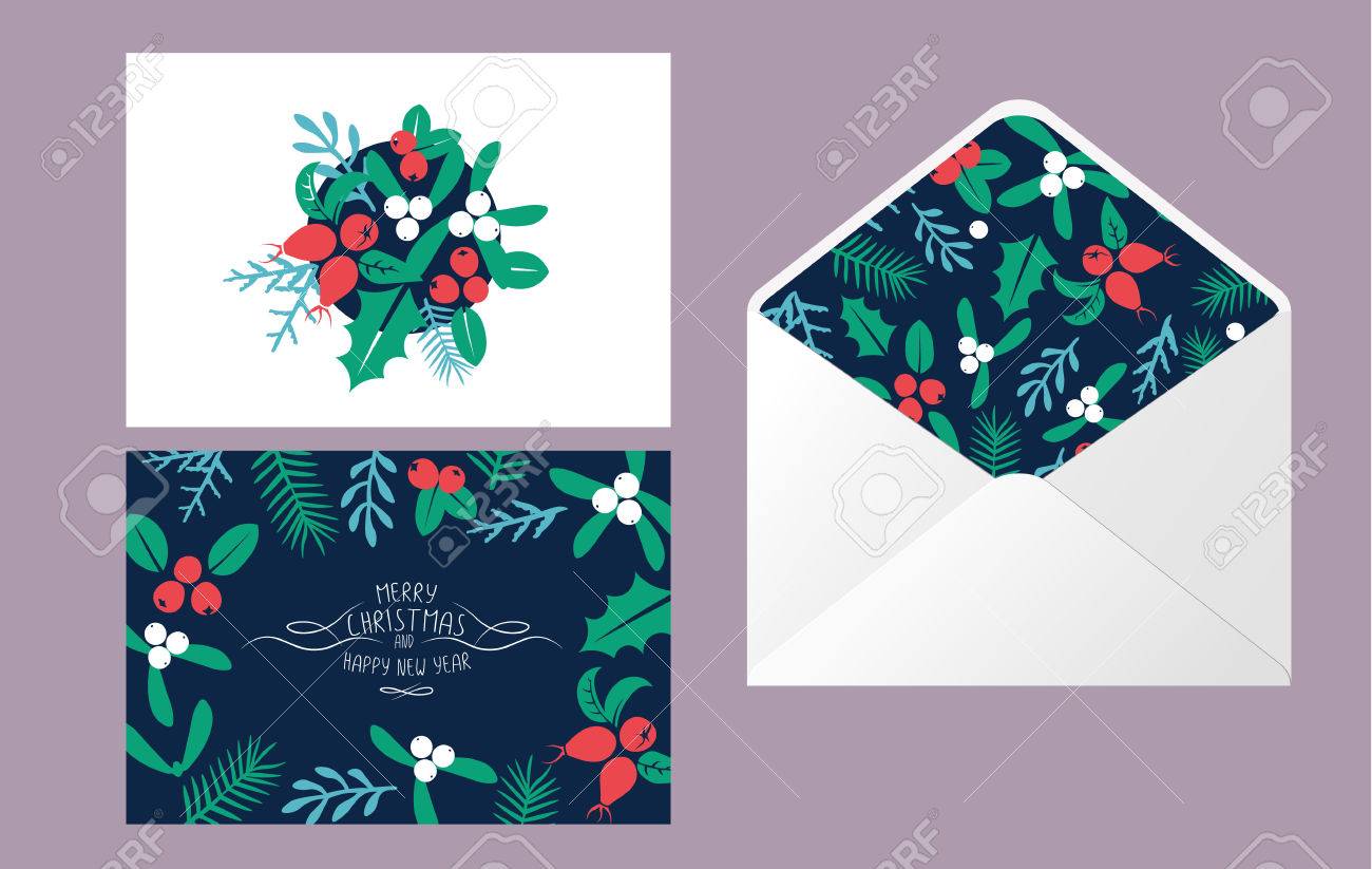 vintage merry christmas and happy new year envelope template