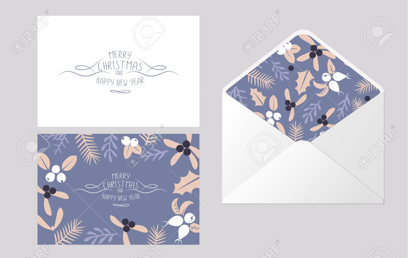 vintage merry christmas and happy new year envelope template