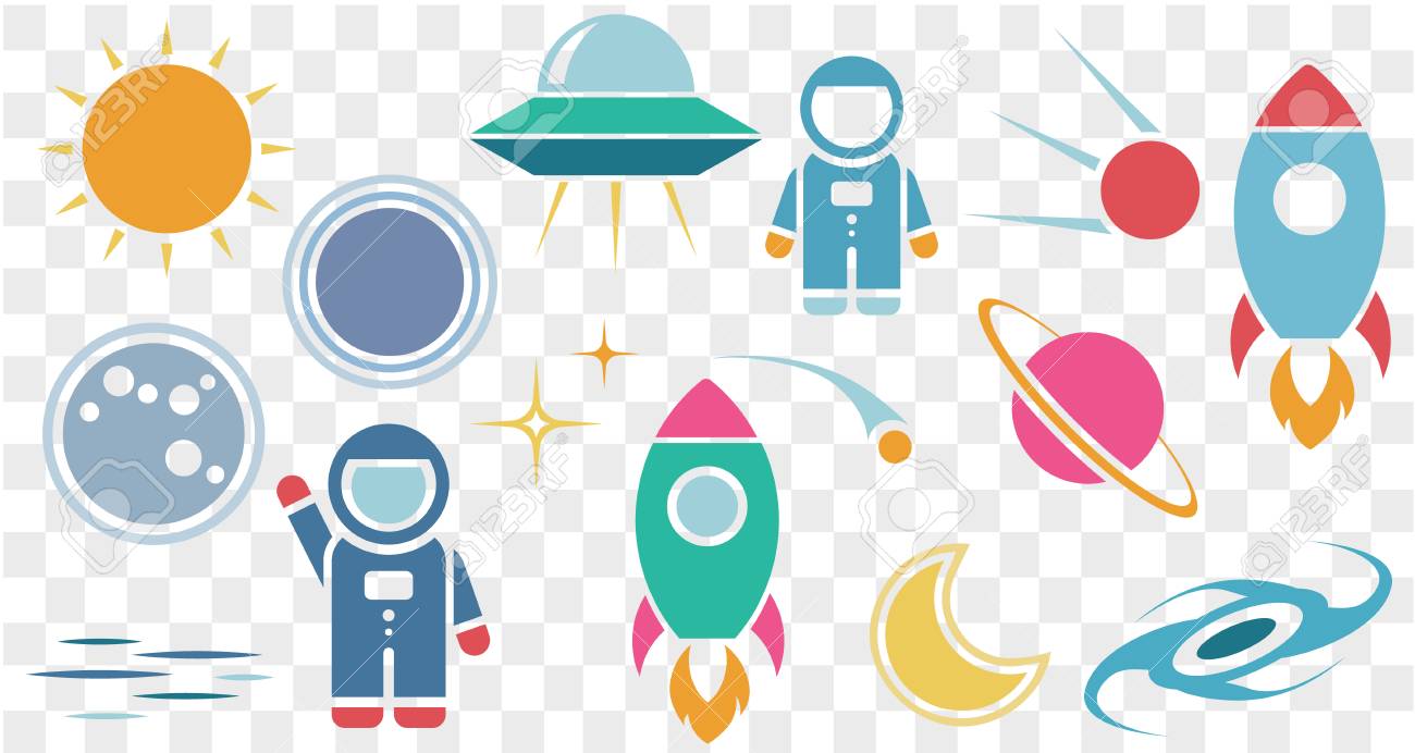 vector flat cosmos design background cute template with astronaut