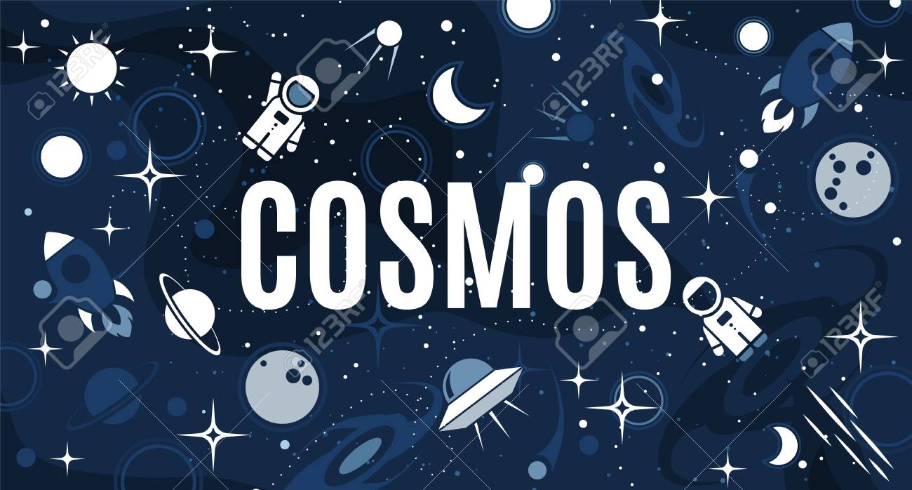 vector flat cosmos design background with text cute template