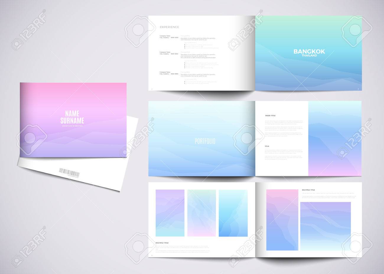 Graphic Design Studio Portfolio Template White Creative Pages And Cover With Your Text Photo Or Illustrations Royalty Free Svg Cliparts Vectors And Stock Illustration Image