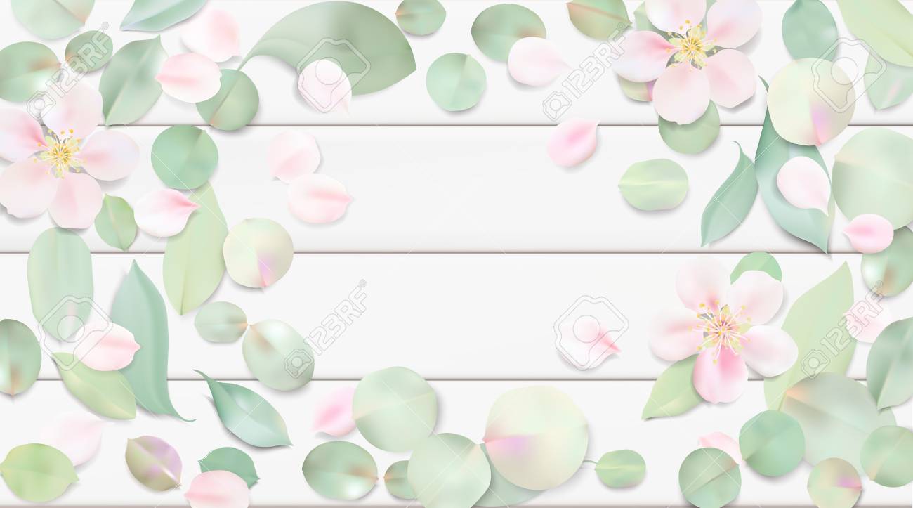 White Pastel Watercolor Background Soft Green Color Leaves On