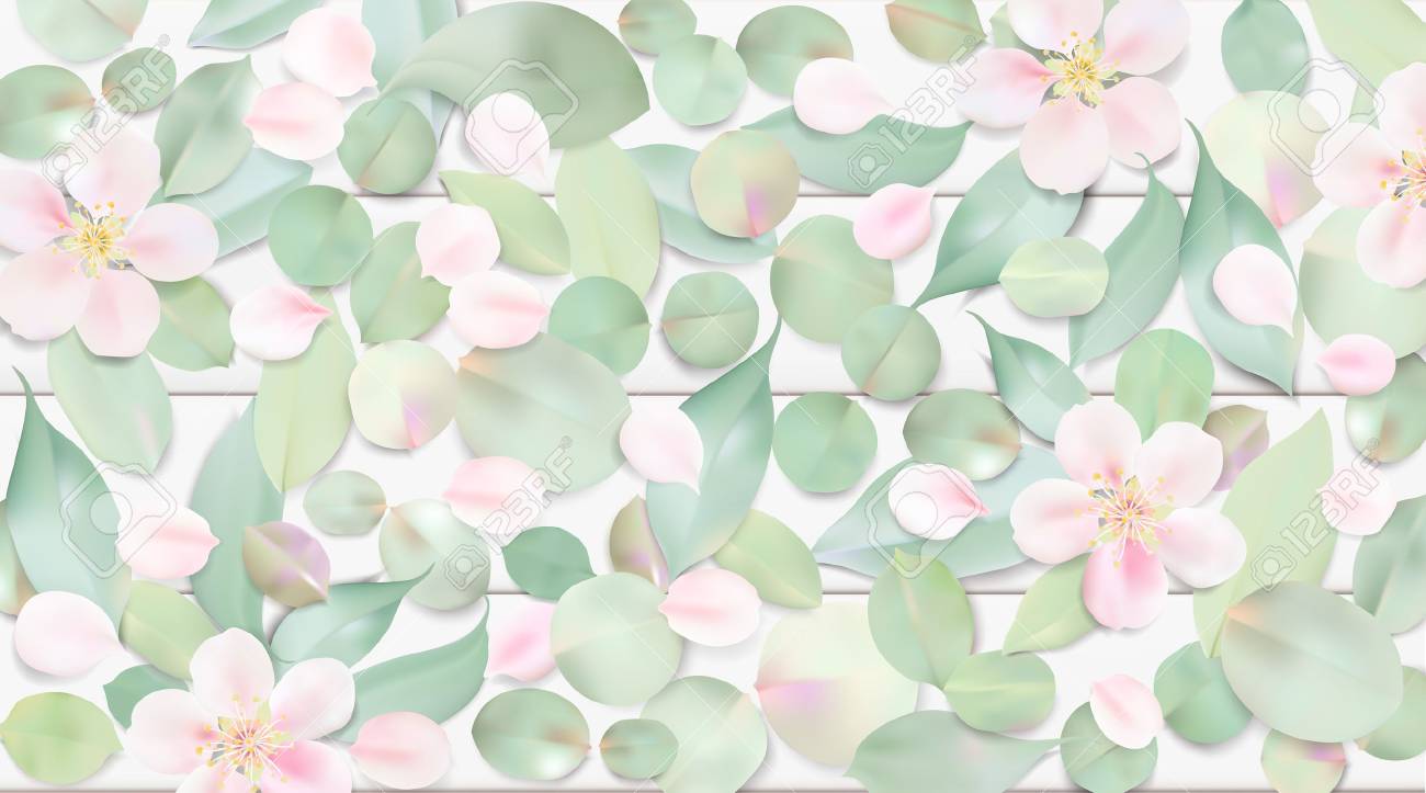 White Pastel Watercolor Background Soft Green Color Leaves And