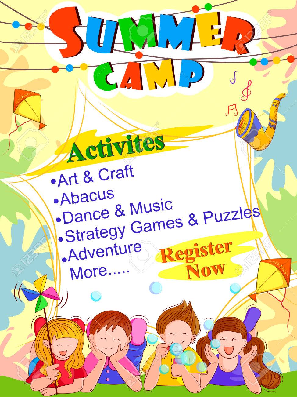子供たちの夏のキャンプ活動のバナー ポスター デザイン テンプレートのベクター デザイン のイラスト素材 ベクタ Image 子供たちの夏のキャンプ活動のバナー ポスター デザイン テンプレートのベクター デザイン のイラスト素材 ベクタ Image