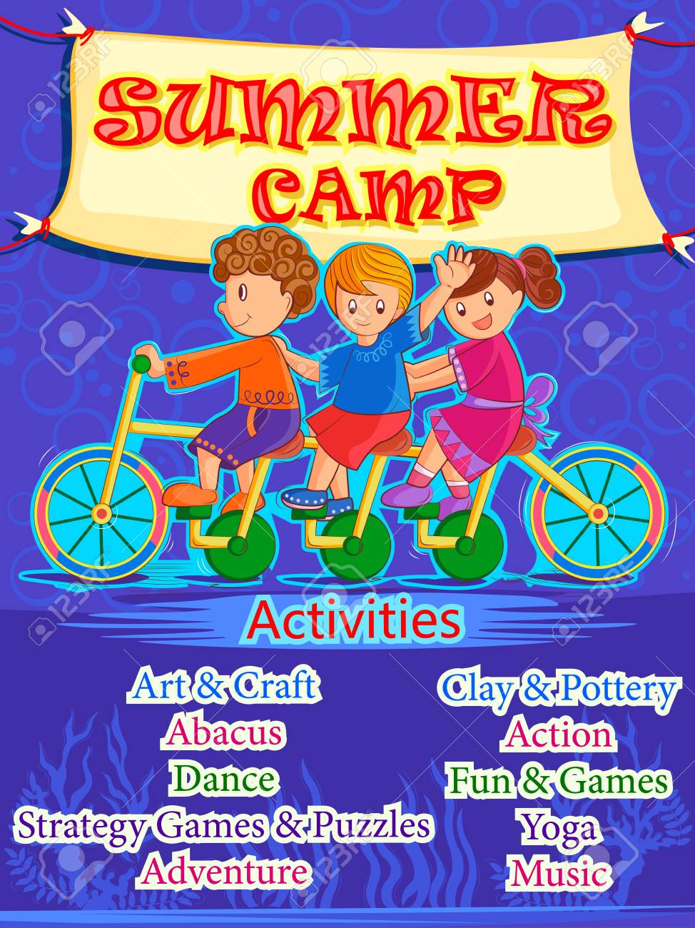 vector design of banner poster design template for kids summer