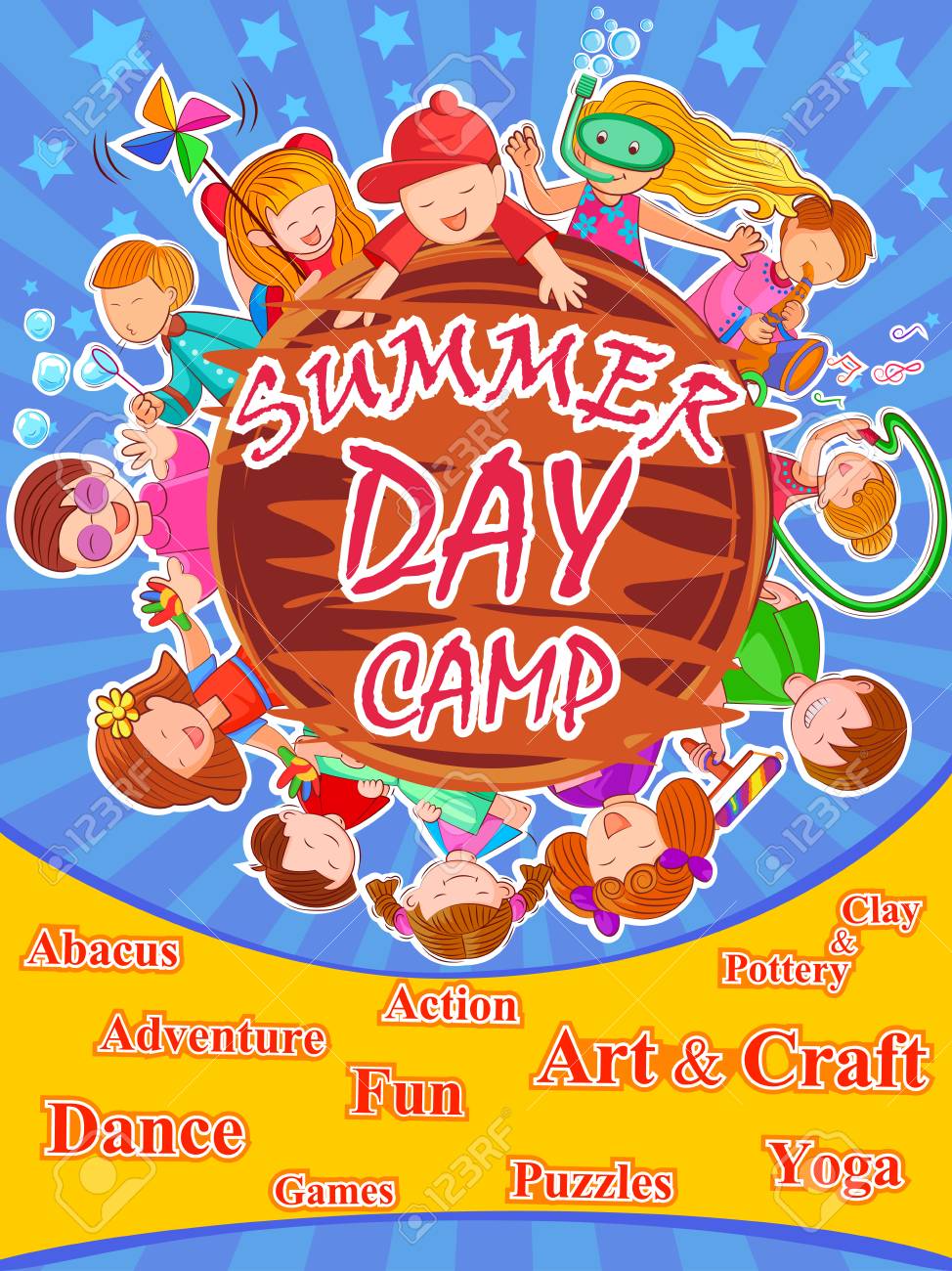banner poster design template for kids summer camp activities