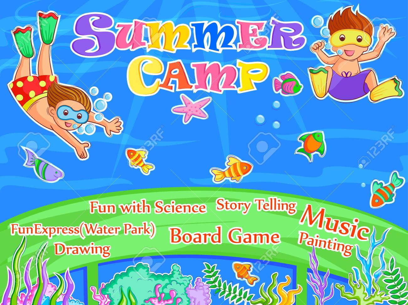 banner poster design template for kids summer camp activities